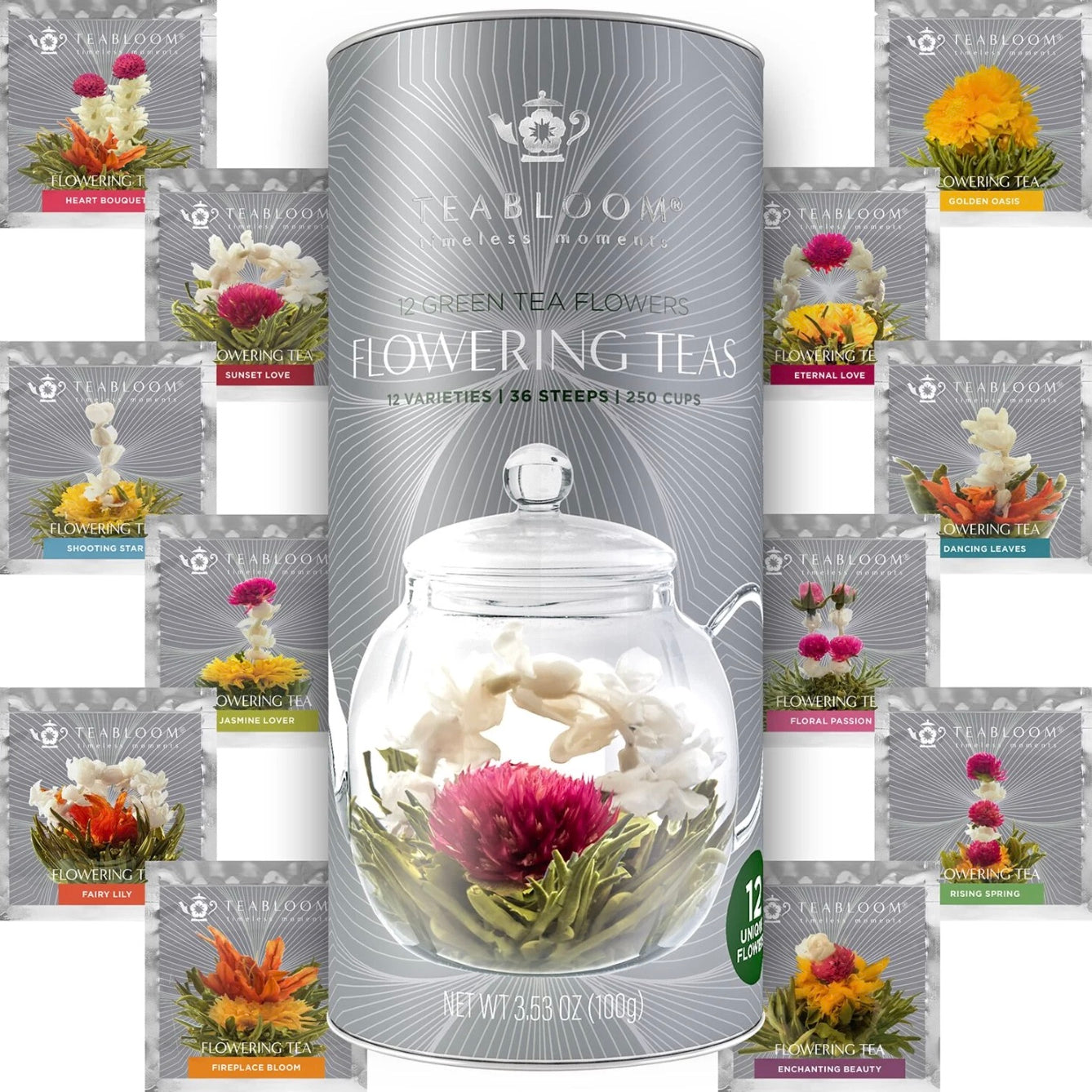 Floral Variety Flowering Tea Canister